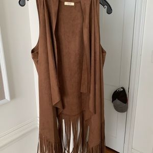 Brown suede fringe vest
